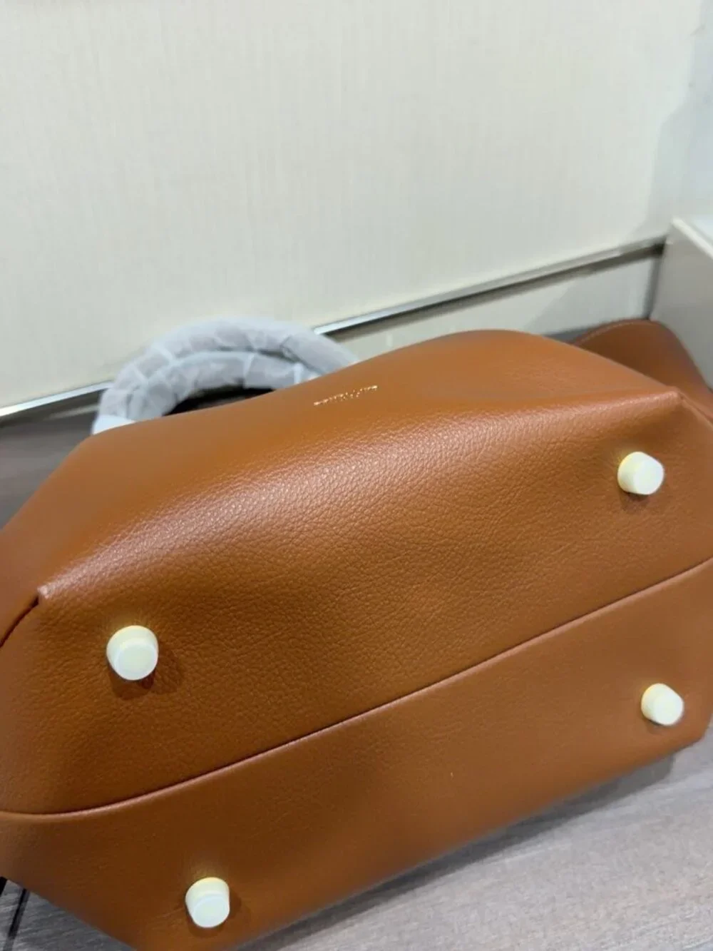 DeMellier The New York Cognac Grained Leather Wing Tote Bag